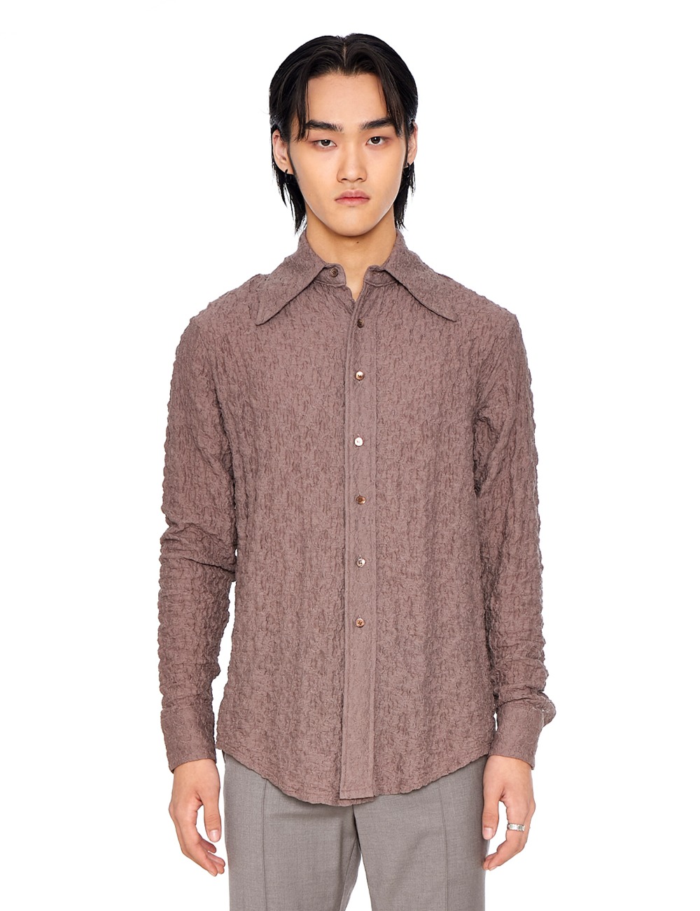CLASSIC L/S SHIRTS_BROWN LACE