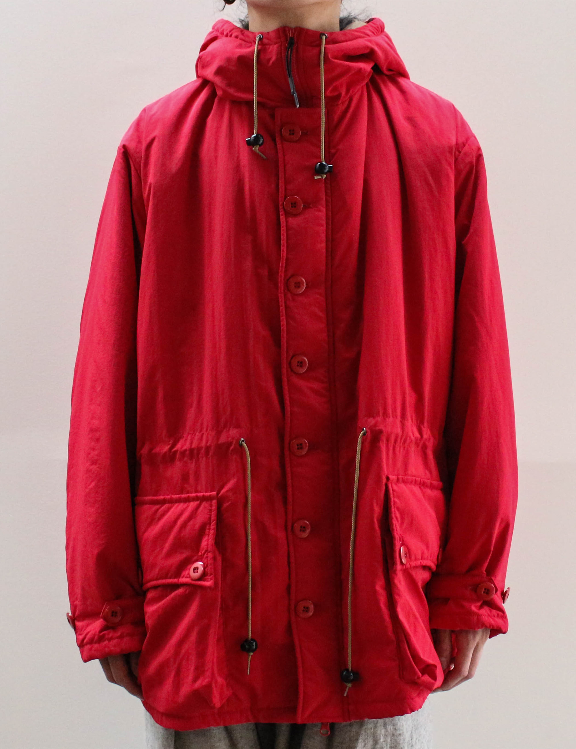 BUTTON FRONT PARKA_RED