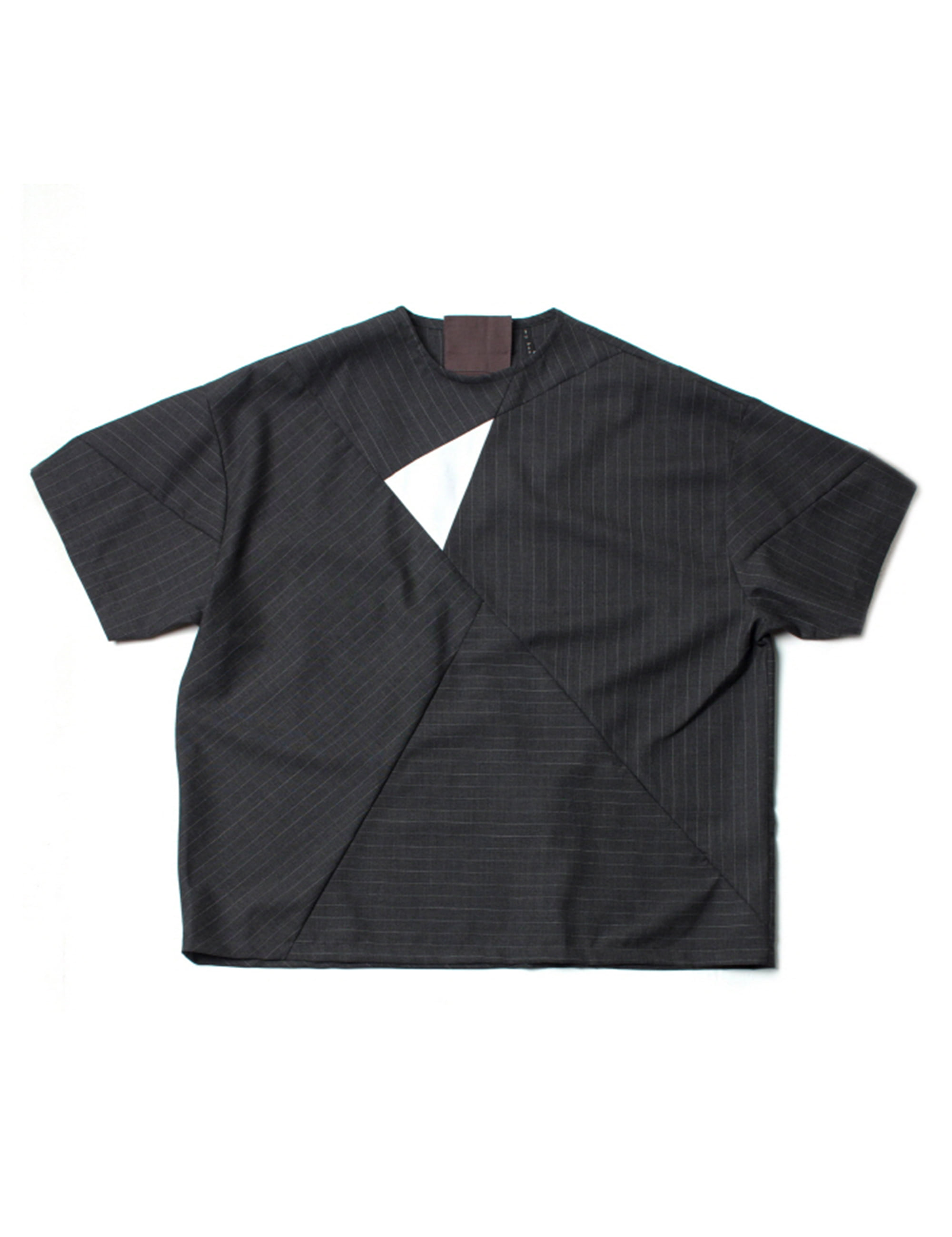 WOOL CLOTH PATCHWORK T-SHIRTS_CHARCOAL