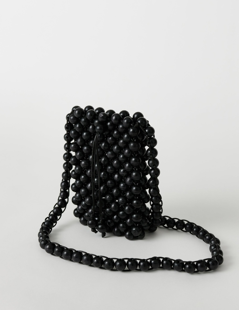 HAND CRAFTED WOODENBEAD POUCH_BLACK