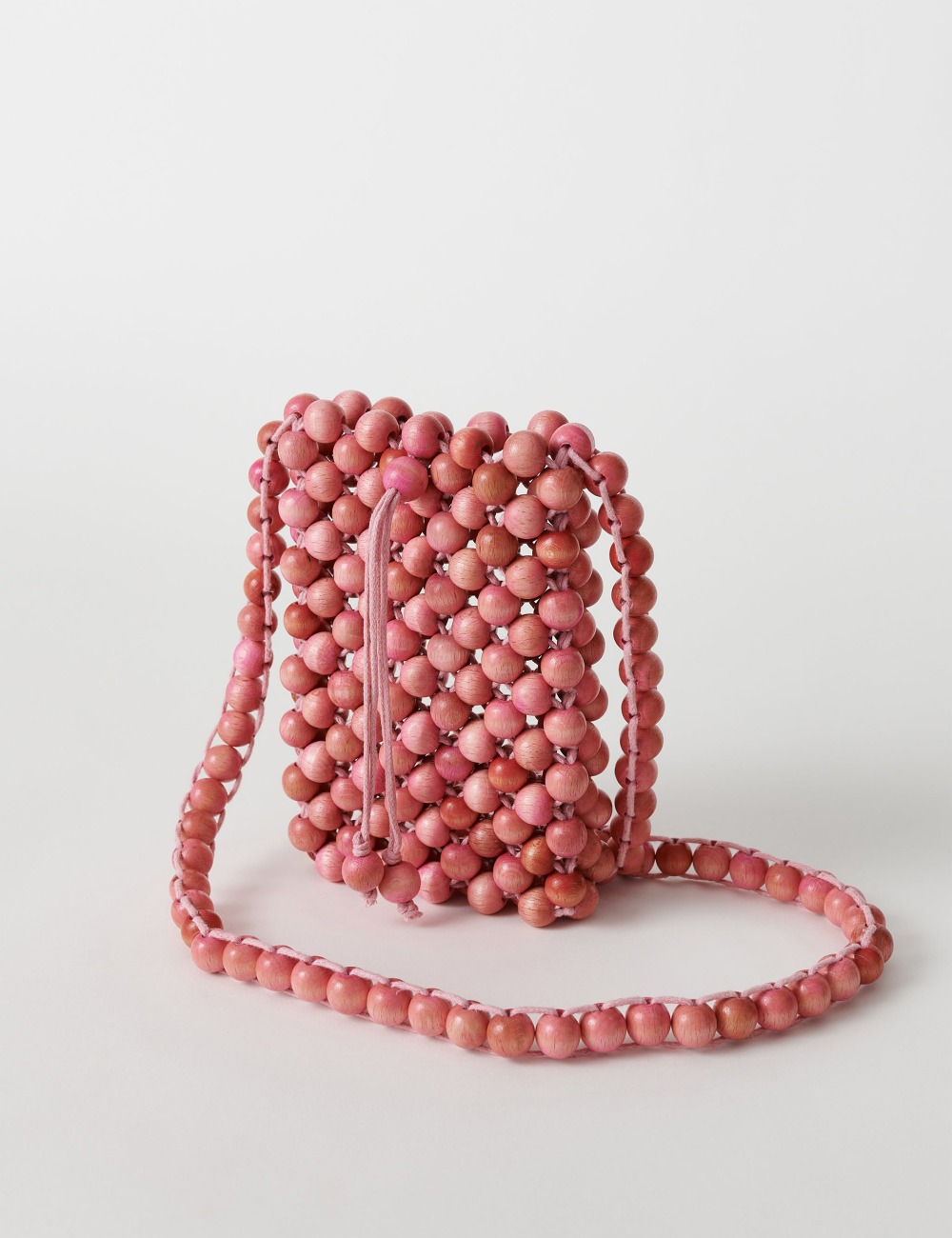 HAND CRAFTED WOODENBEAD POUCH_PINK